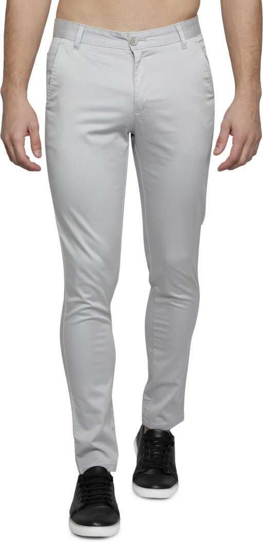 Lycra Blend Solid Slim Fit Mens Casual Trousers