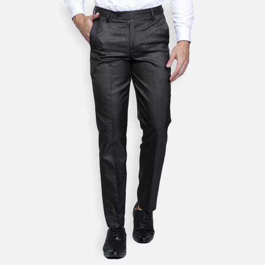 Lycra Blend Solid Regular Fit Mens Formal Trousers