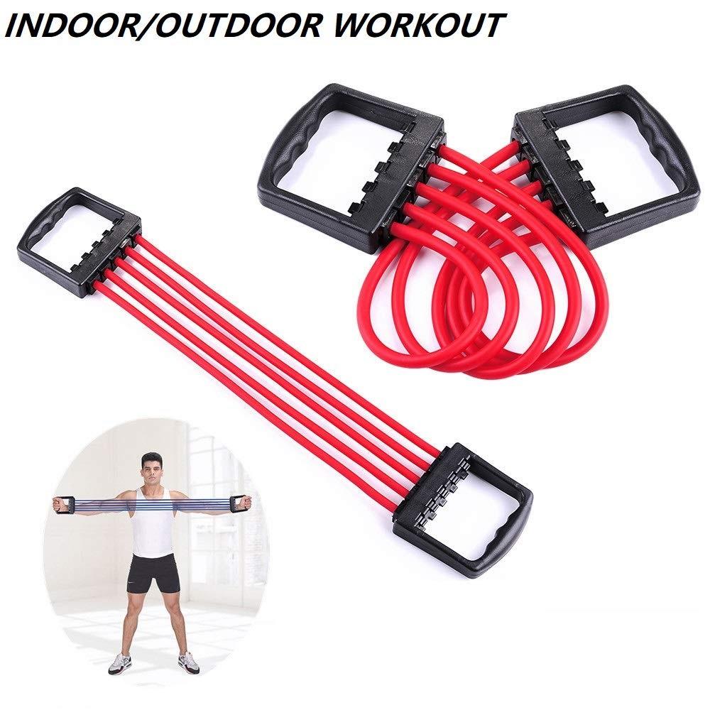 Gym Utility -Adjustable Multi-Function 5 Rubber Tubes Chest Expander for Men & Women