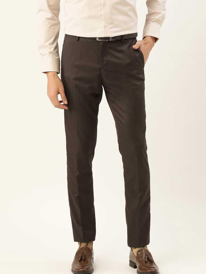 Lycra Blend Solid Regular Fit Mens Formal Trousers